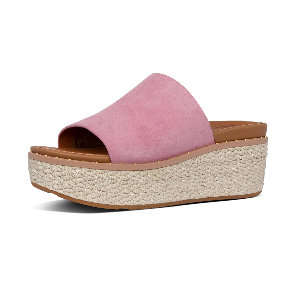 Fitflop Womens Wedge Pink - Eloise Espadrille Suede Slides - WF5281673